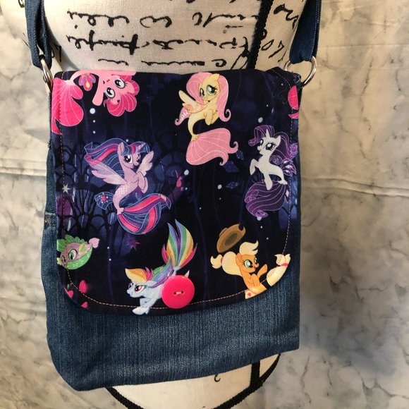 handmade Handbags - Handmade denim My little Pony Crossbody bag